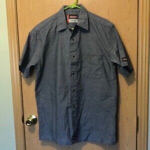 Genuine dickies size medium snap button up short sleeve grey/blue